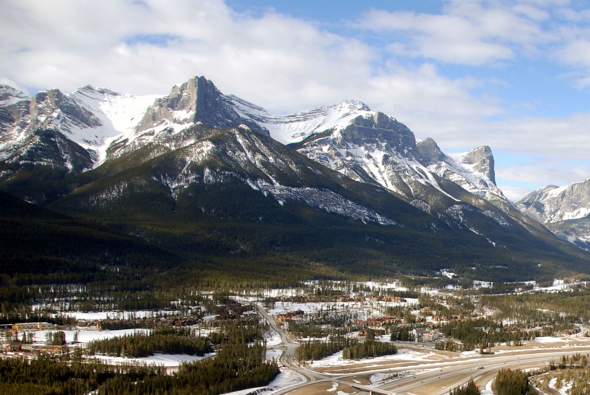 04 Canmore, Mount Lawrence Grassi, Miners Peak, Ha Ling Peak From Helicopter Just After Takeoff From Canmore To Mount Assiniboine In Winter